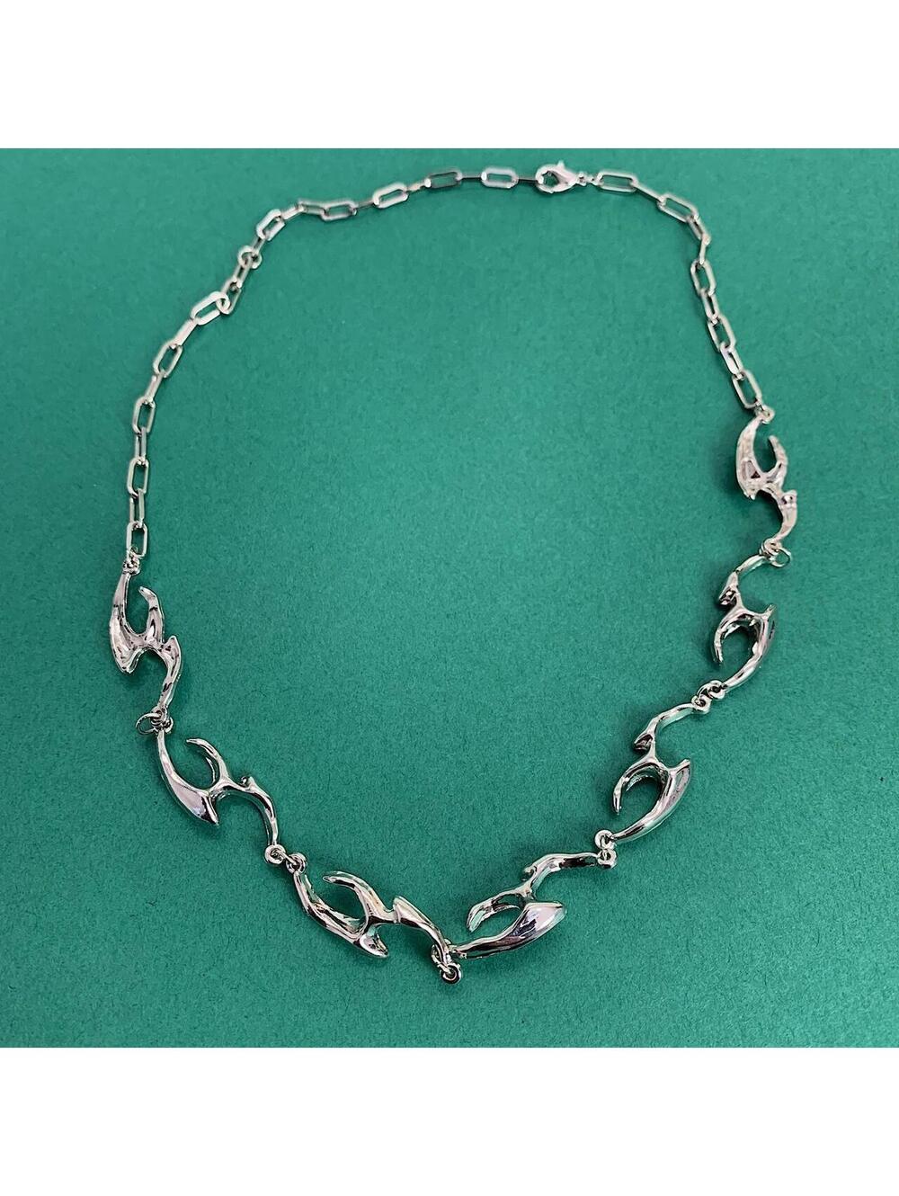 Cyber Vintage y2k style cyberpunk opium skater style pendant necklace chain